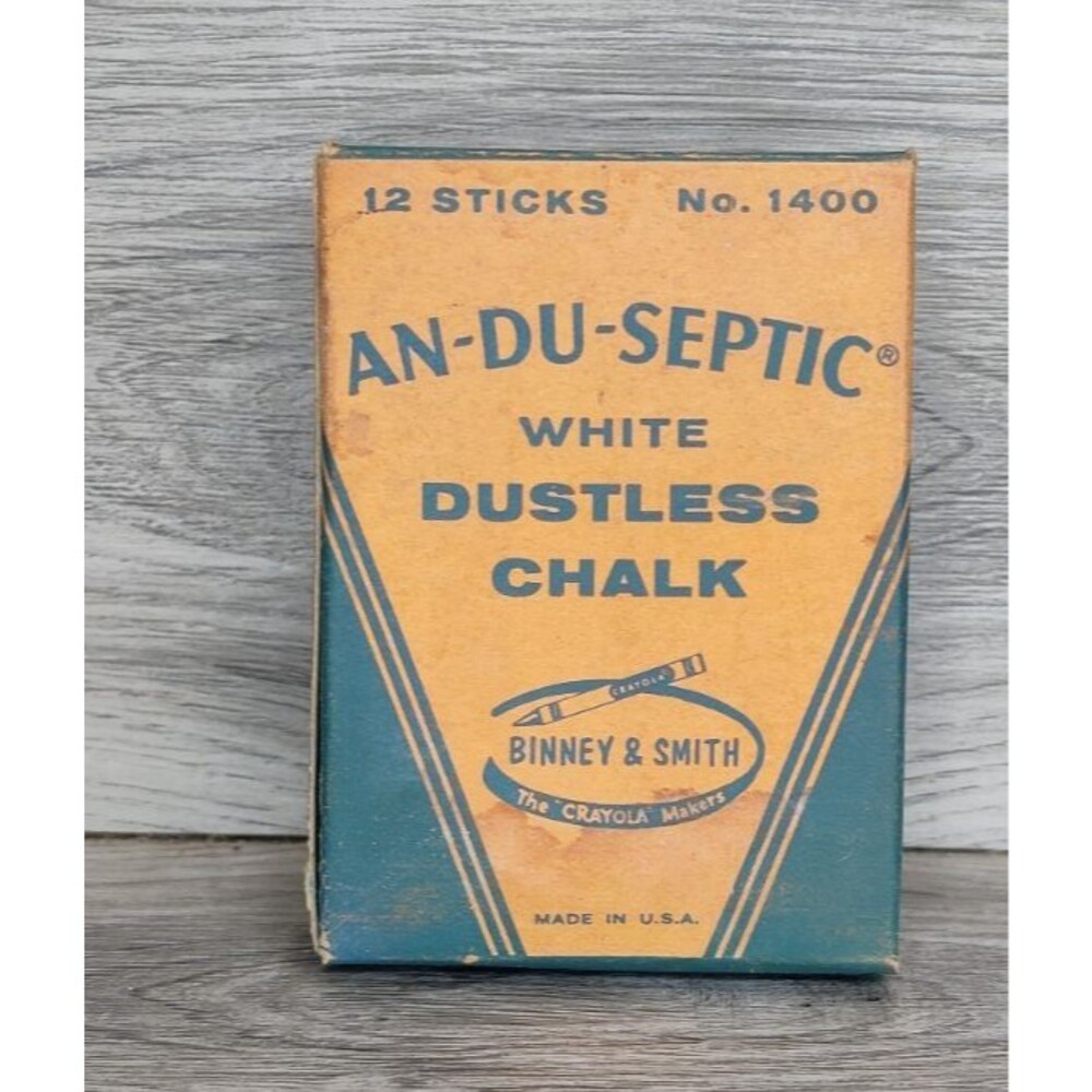 VTG An-Du-Septic White Dustless Chalk 1400 Binney & Smith Empty Box Only